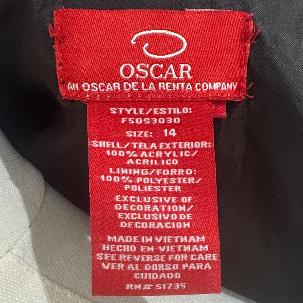 Oscar de la Renta Black Blazer with Off-White Piping – Size 14 - Picture 2 of 12